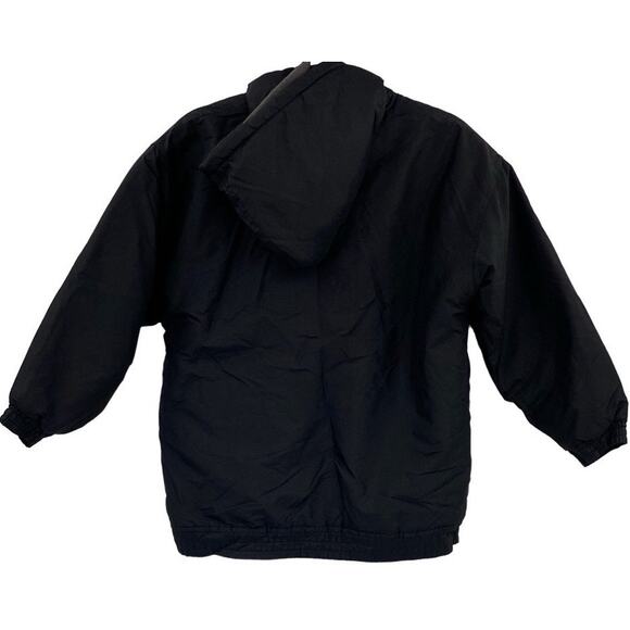 Cold Storage Black Fleece Lined Zip Up Hooded Windbreaker Coat Size 14/16 - Picture 2 of 13